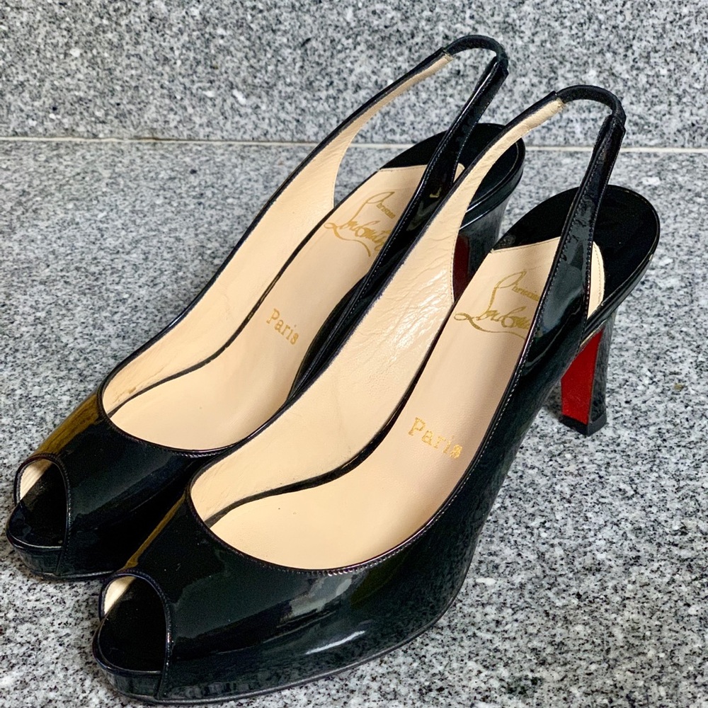 Christian Louboutin peep toe slingback heels